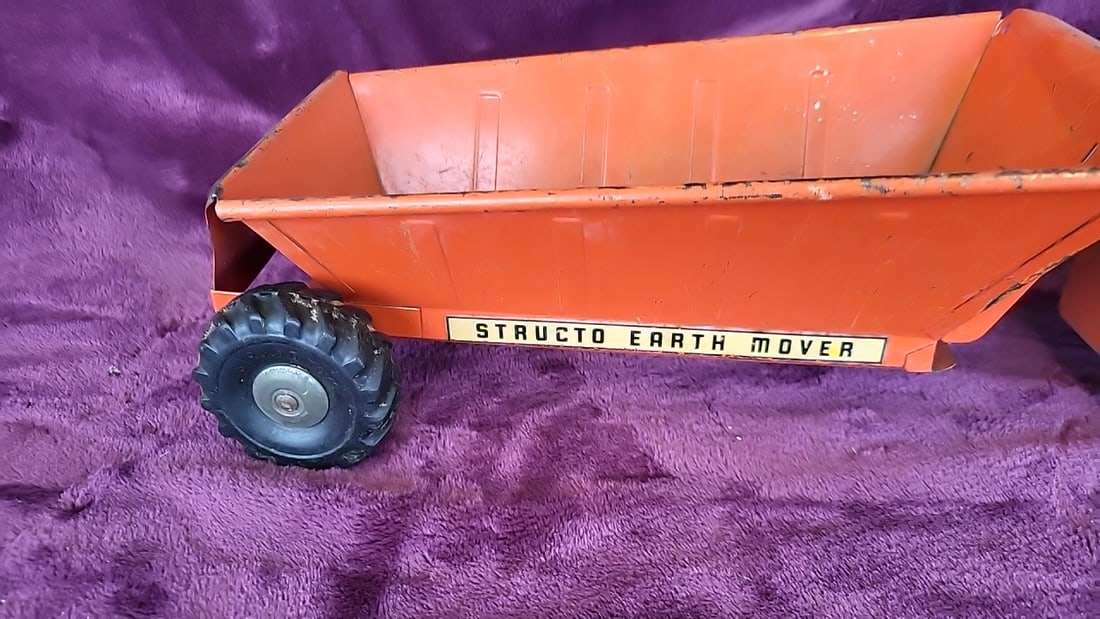 Structo Earth Mover Orange Pressed Steel Toy Scraper - 3