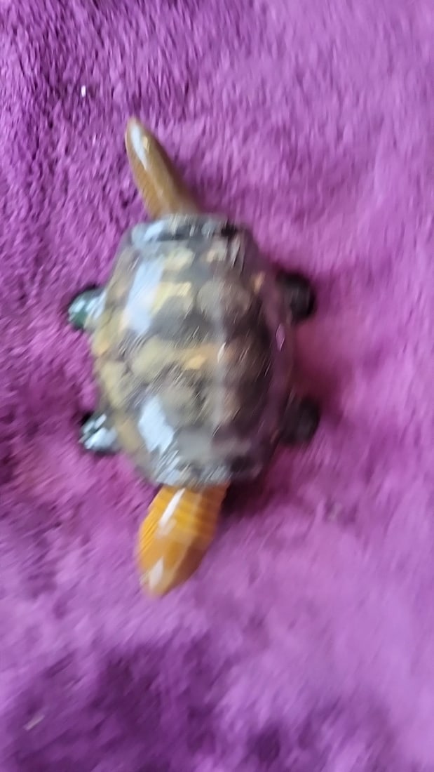Tin Litho Nodding Turtle Toy Figurine Brown Shell Green Underside 4 In - 2