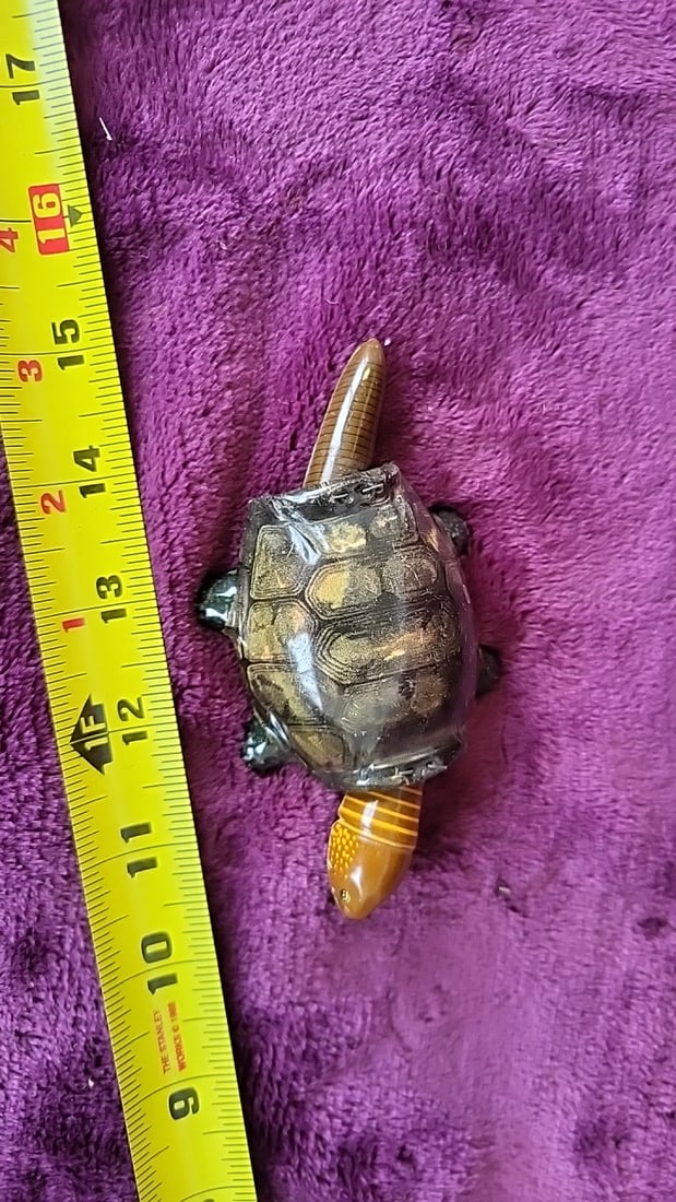 Tin Litho Nodding Turtle Toy Figurine Brown Shell Green Underside 4 In - 3