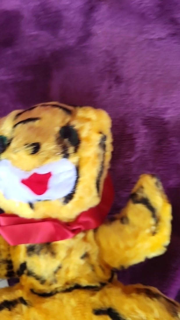 Elka Original Foam-aire Tiger Plush Stuffed Toy With Red Bow 12 In - 4