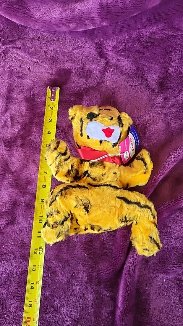 Elka Original Foam-aire Tiger Plush Stuffed Toy With Red Bow 12 In - 5