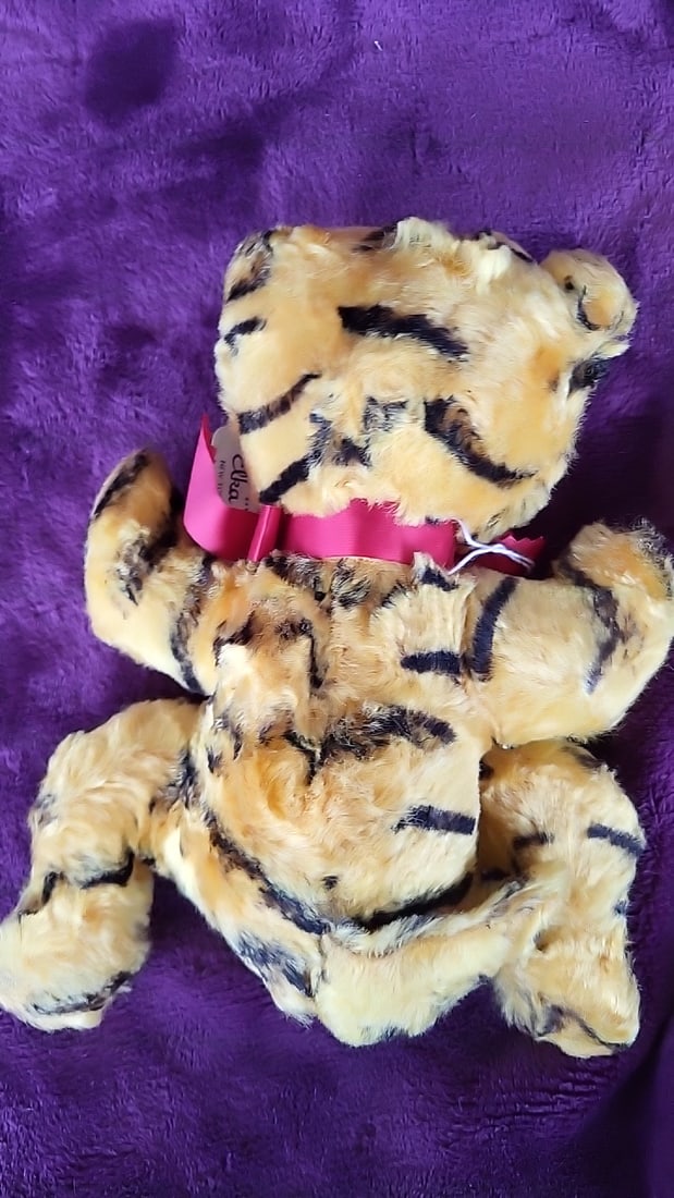 Elka Original Foam-aire Tiger Plush Stuffed Toy With Red Bow 12 In - 6