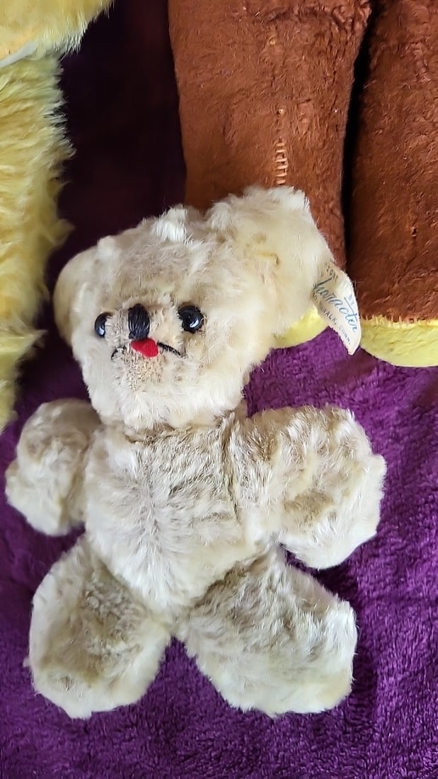 Lot Of 3 Plush Stuffed Teddy Bears, Brown Yellow Cream, 6-17 In - 2