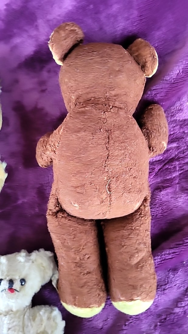 Lot Of 3 Plush Stuffed Teddy Bears, Brown Yellow Cream, 6-17 In - 6