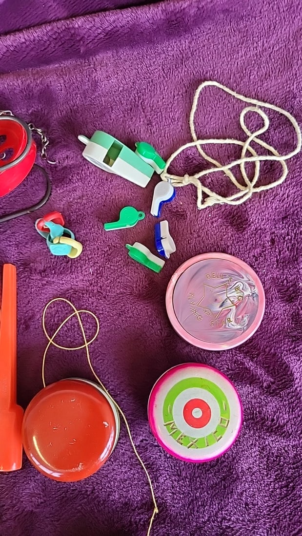 Mixed Toy Ephemera - Box Dills Cleaners Yo-yos Whistles Spider - 2