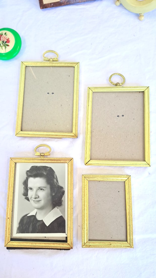 Gold Tone Photo Frames, Oval Mirror Holly Hobbie Floral Scented Sachet Pin Cushion Lot - 3