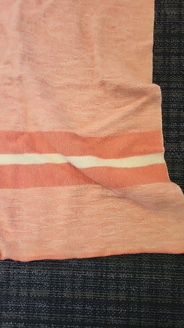 Golden Dawn By Annis Virgin Wool Blanket Peach Cream Striped J.C. Penney - 2