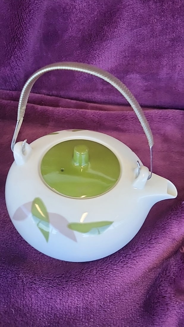 Noritake Tea Set With Green Lid Leaf Pattern, Teapot And 4 Cups - 2