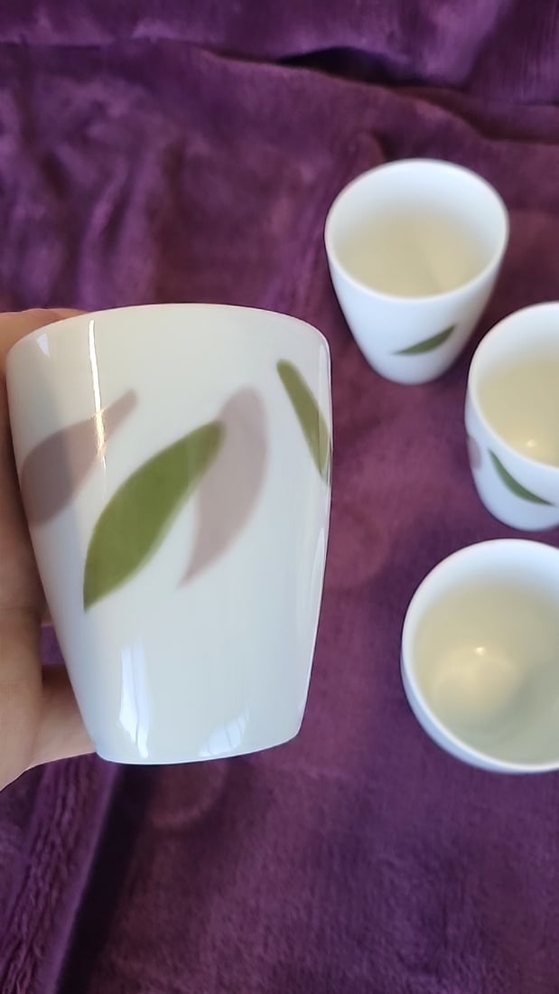 Noritake Tea Set With Green Lid Leaf Pattern, Teapot And 4 Cups - 3