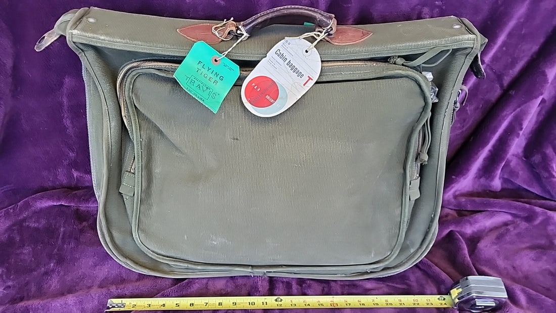 Flying Tiger British Travis Tachikawa Olive Canvas Cabin Baggage Suitcase 24" - 5