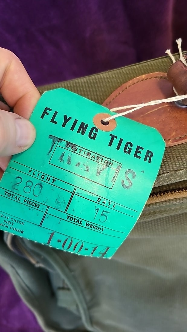 Flying Tiger British Travis Tachikawa Olive Canvas Cabin Baggage Suitcase 24" - 8