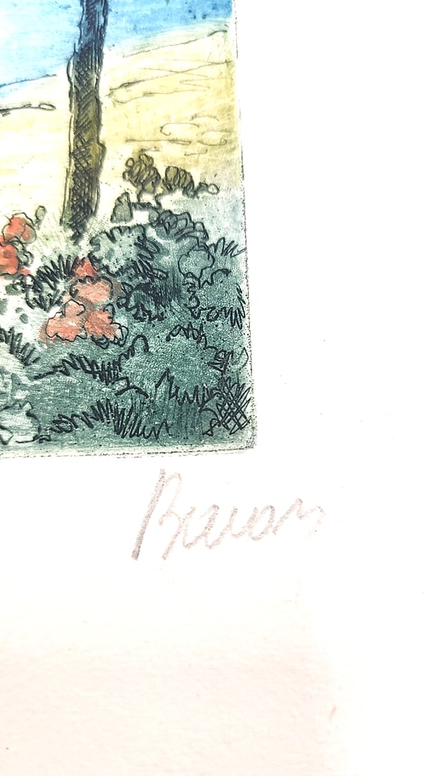 3 Vintage Hand Colored Etchings Of Paris. Signed By French Artist, Marcel Julien Baron. - 12