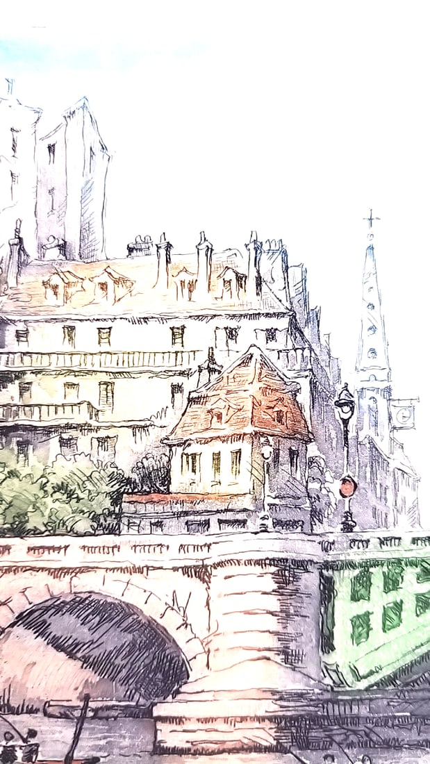 3 Vintage Hand Colored Etchings Of Paris. Signed By French Artist, Marcel Julien Baron. - 14