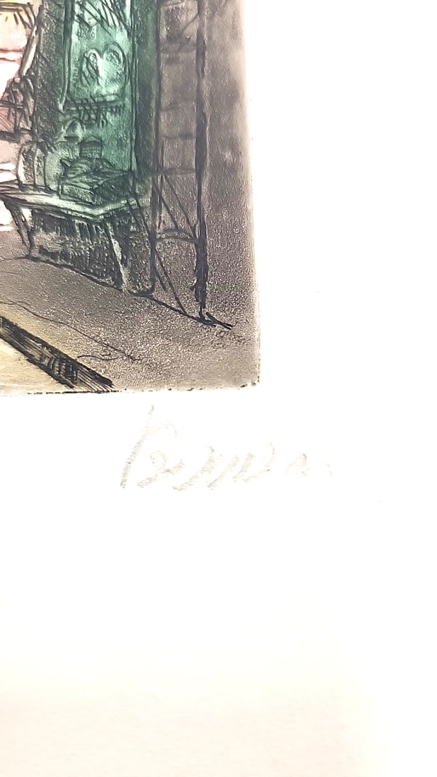 3 Vintage Hand Colored Etchings Of Paris. Signed By French Artist, Marcel Julien Baron. - 9