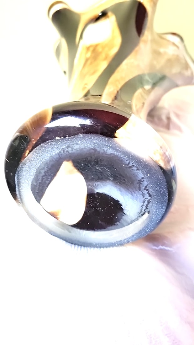 Mocha And Black Swirl Art Glass Vase. - 7