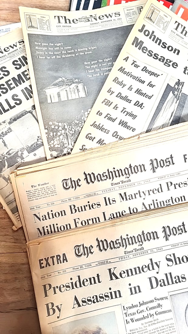 John F. Kennedy Assassination Memorabilia Lot: Washington Post Newspapers, Life & Look Magazines - 2