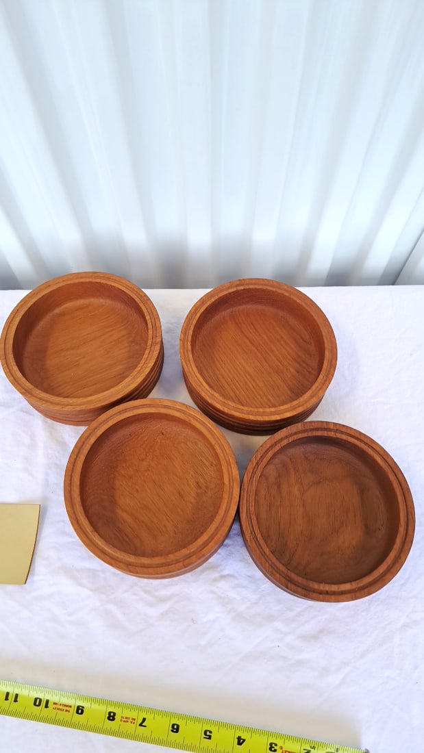 Kalmar Designs Set Of 4 Solid Teakwood Round Bowls, Thailand - 3