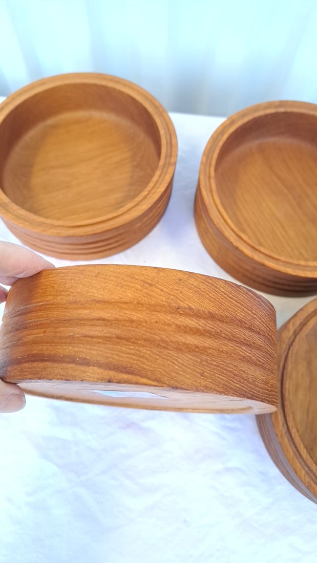 Kalmar Designs Set Of 4 Solid Teakwood Round Bowls, Thailand - 6