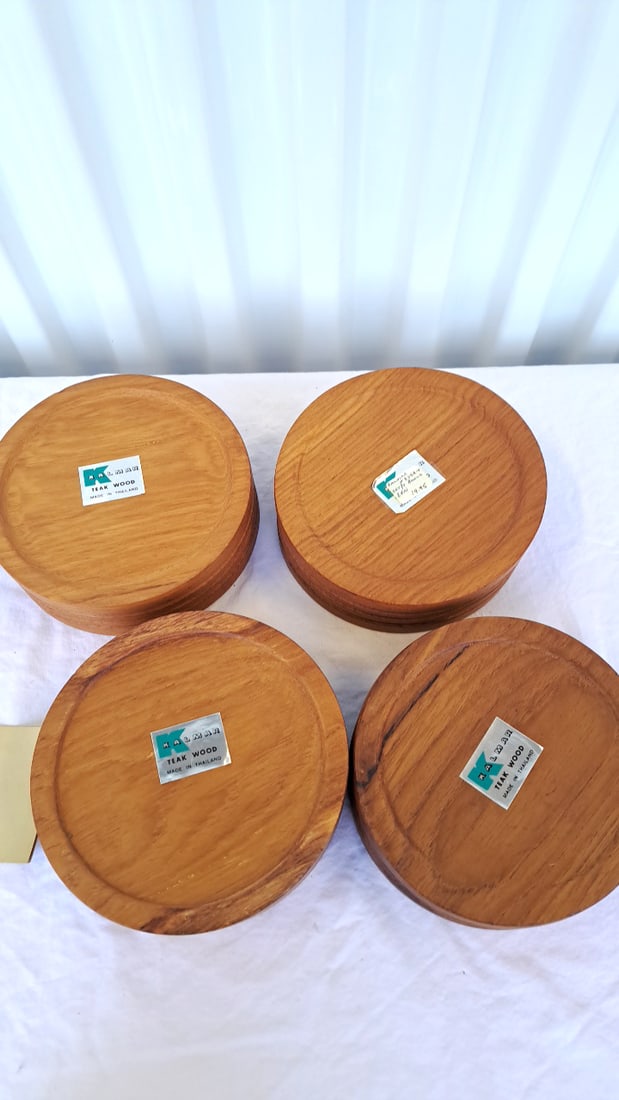 Kalmar Designs Set Of 4 Solid Teakwood Round Bowls, Thailand - 7