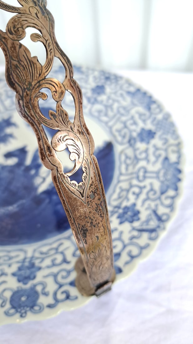 Chinese Blue White Hunters Plate With Handle - 11
