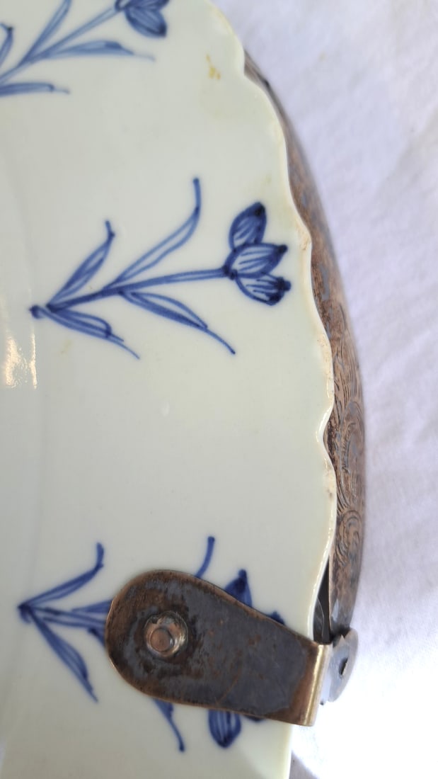 Chinese Blue White Hunters Plate With Handle - 16