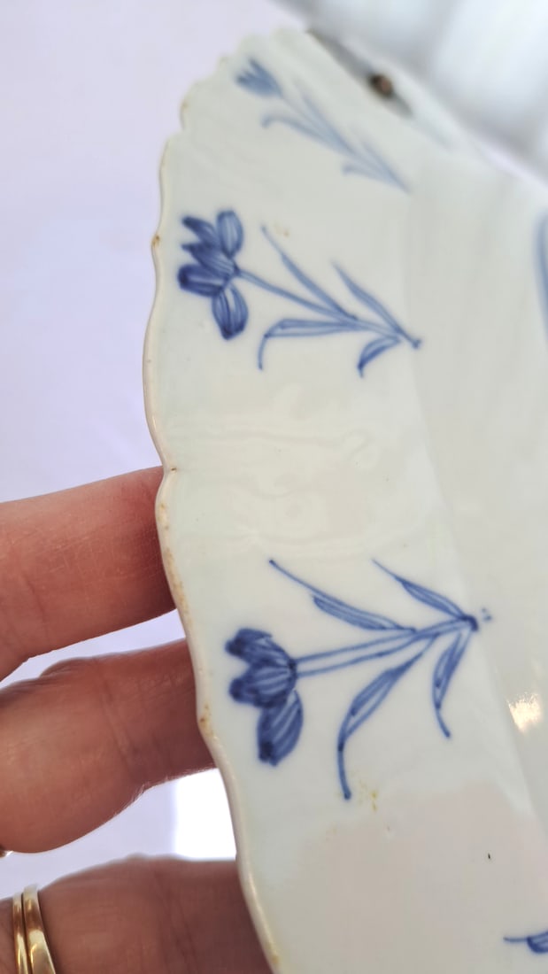 Chinese Blue White Hunters Plate With Handle - 17