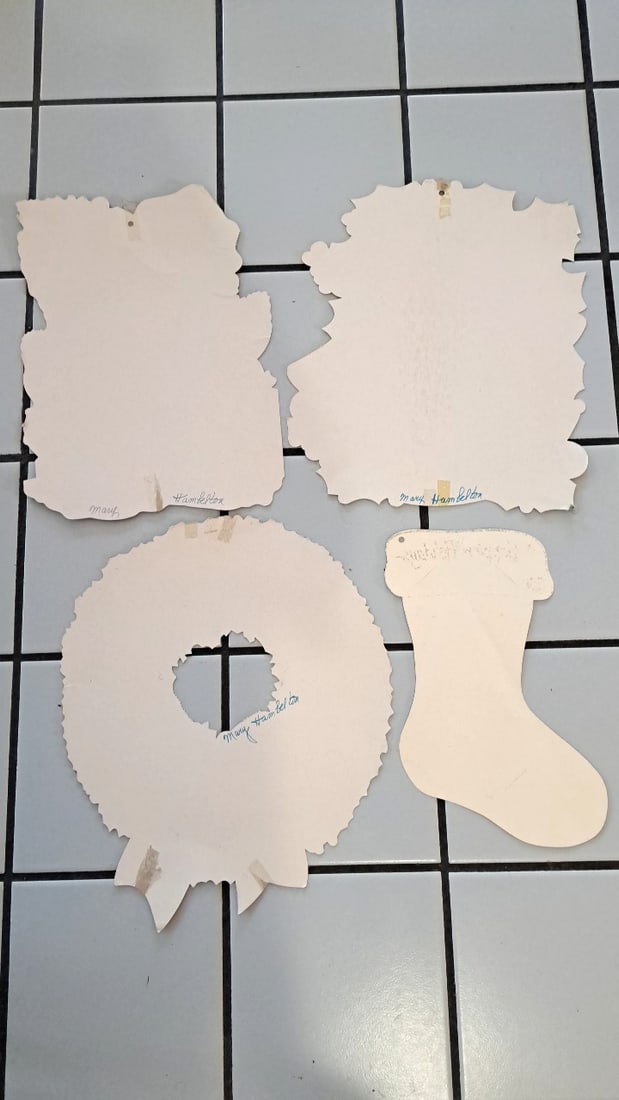 Christmas Cardboard Die-cut Wall Decorations Santa Elf Snowman Wreath Lot - 9