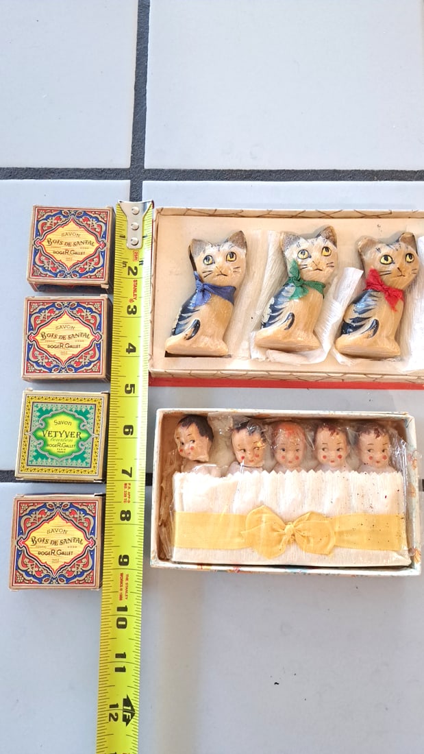 Roger Gallet Savon Hand Painted Kittens And Babies Castile Soap Lot - 8