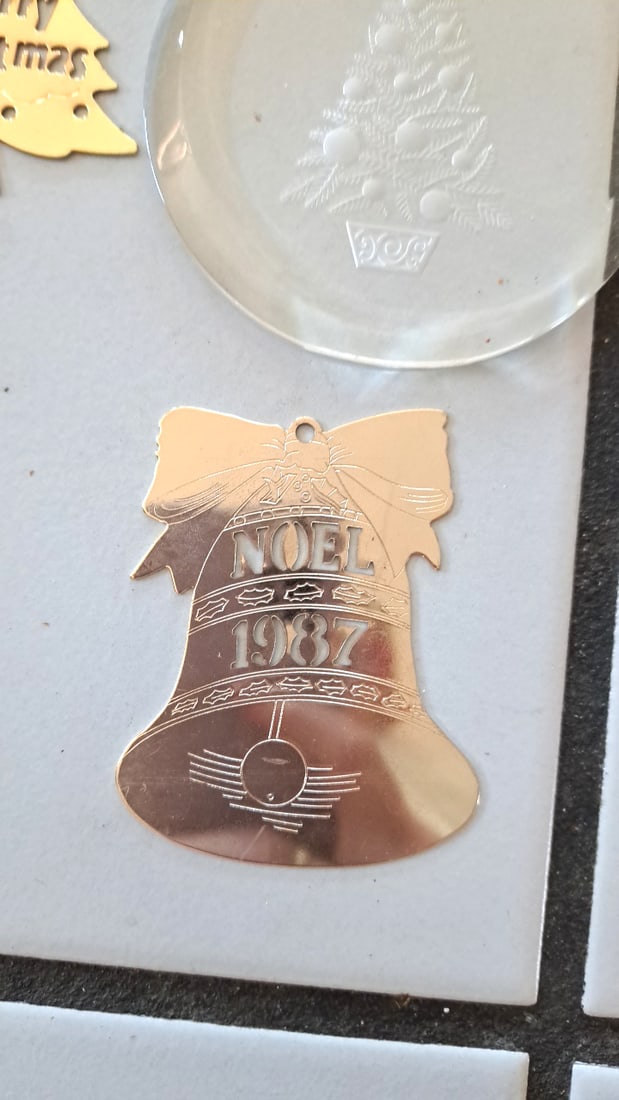 Christmas Ornament Lot Santa Heads 1987 Noel Bell Air Force Academy Ornaments - 2