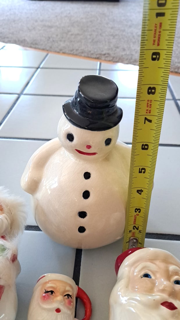 Ceramic Christmas Decor Lot Snowman Figure Santa Claus Mugs And Figurine - 2