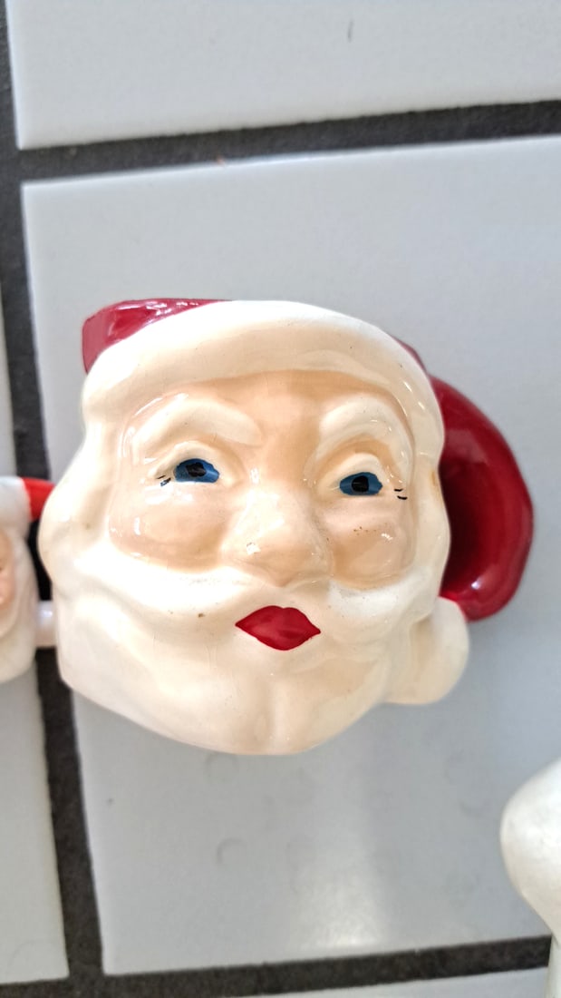 Ceramic Christmas Decor Lot Snowman Figure Santa Claus Mugs And Figurine - 8