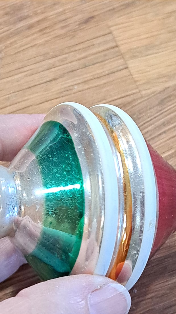 2 Shiny Brite Ufo Spinning Top Glass Christmas Ornaments Red Green Gold Silver - 17