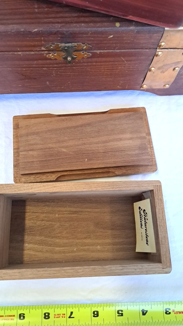 Wooden Boxes Banded Chest, Hinged Case, Duck Inlay Trinket Box - 4