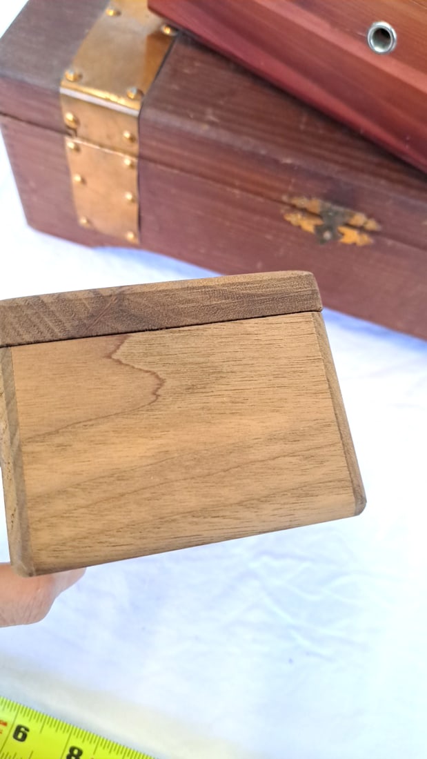 Wooden Boxes Banded Chest, Hinged Case, Duck Inlay Trinket Box - 6
