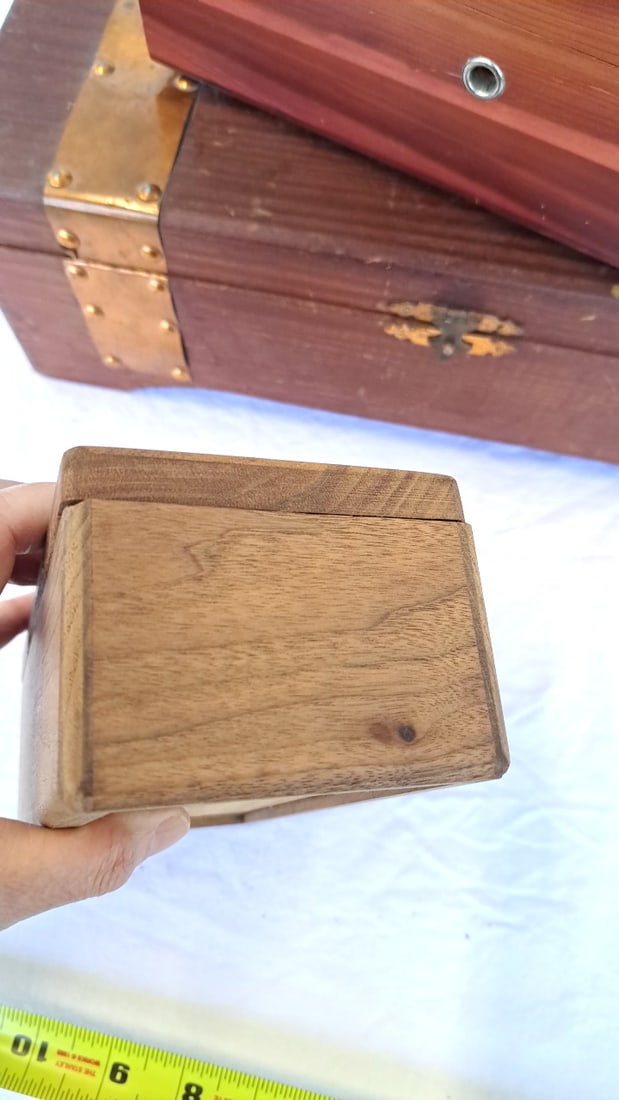 Wooden Boxes Banded Chest, Hinged Case, Duck Inlay Trinket Box - 7