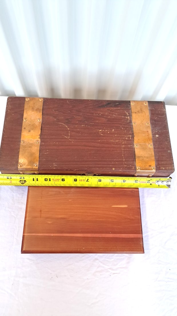 Wooden Boxes Banded Chest, Hinged Case, Duck Inlay Trinket Box - 8