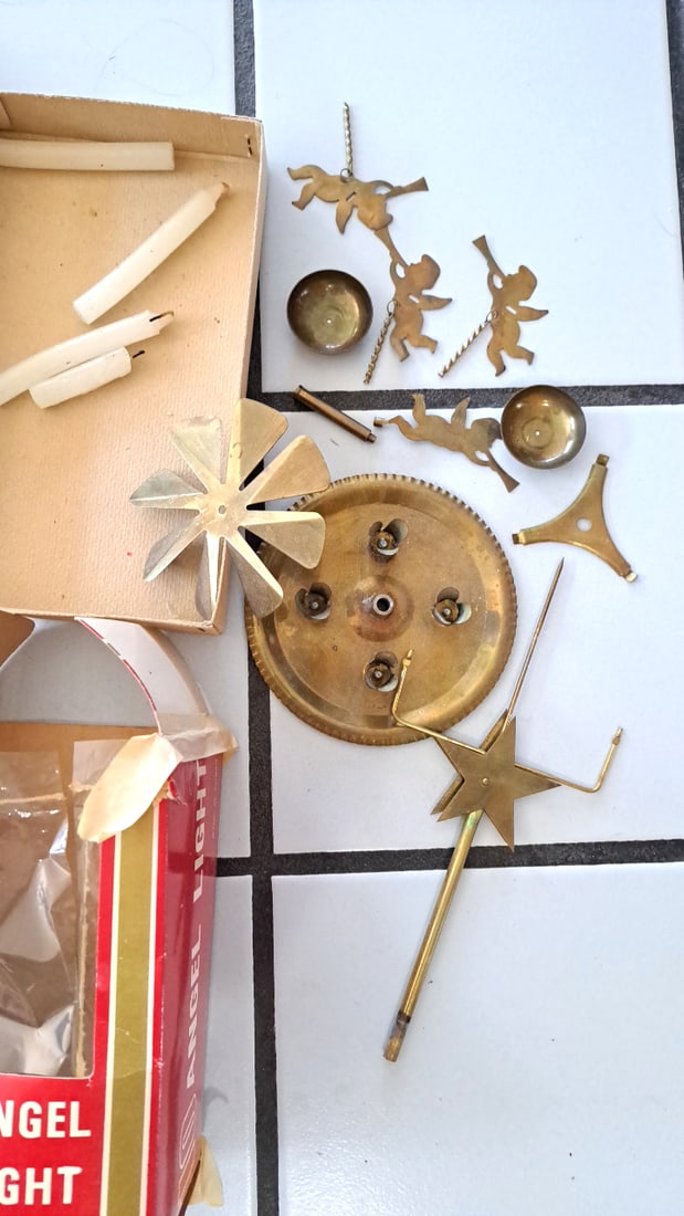 Christmas Angel Chimes Angel Light Decorations Lot With Nativity Lantern - 12