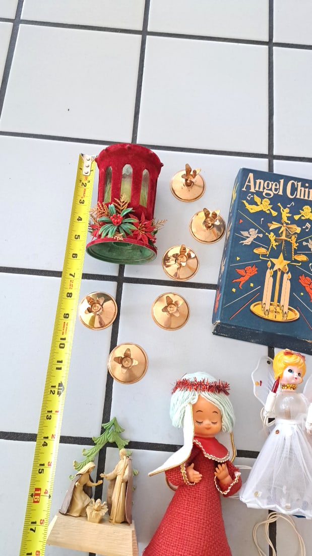 Christmas Angel Chimes Angel Light Decorations Lot With Nativity Lantern - 2