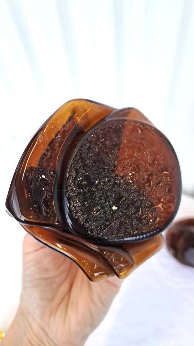 Stretched Amber Glass Bottle Vases 13in Smoke Gray Round Bowl - 10