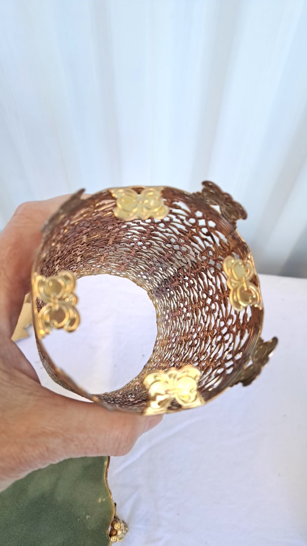 Vanity Mirror & Tray Lot, Gold Filigree Holder, Cherub Mirror Tray, Beautiful Wood Products Mirror - 16