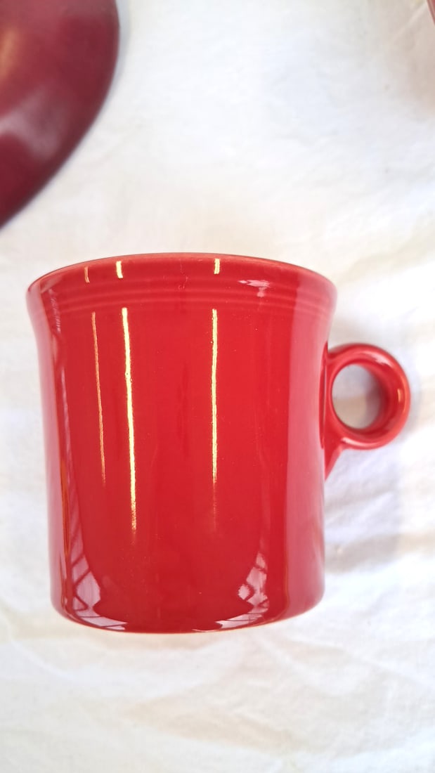 Red Ceramic Apple Plate, Fiesta Mug Ribbed Bowls - 6