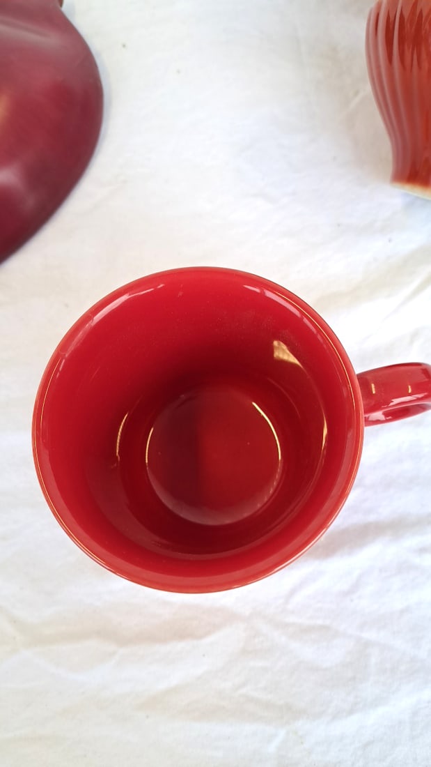 Red Ceramic Apple Plate, Fiesta Mug Ribbed Bowls - 7