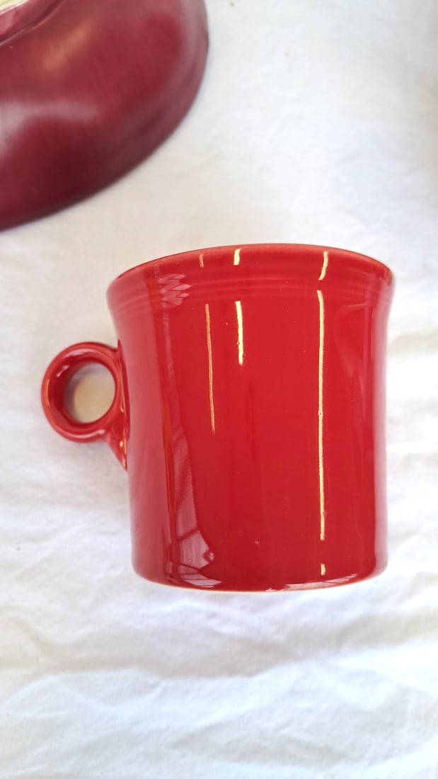 Red Ceramic Apple Plate, Fiesta Mug Ribbed Bowls - 8