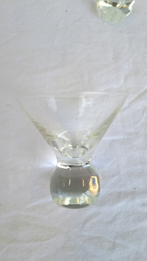 Mcm 6 Clear Glass Martini Cocktail Glasses With Spherical Ball Stems - 2