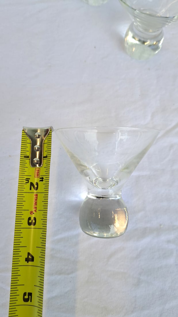 Mcm 6 Clear Glass Martini Cocktail Glasses With Spherical Ball Stems - 3