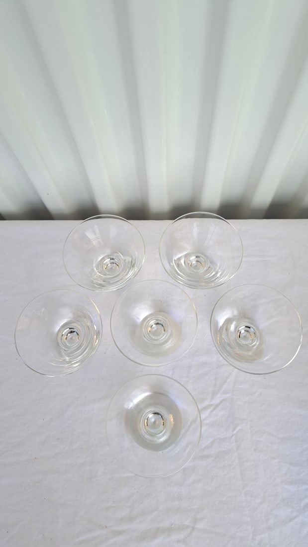 Mcm 6 Clear Glass Martini Cocktail Glasses With Spherical Ball Stems - 4