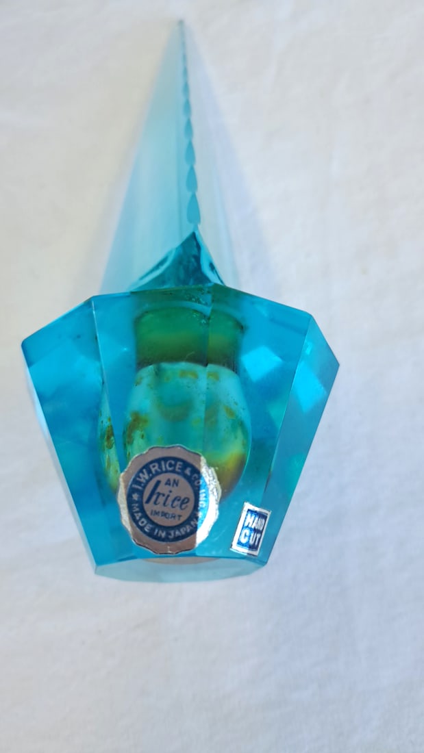 Irice Hand Cut Crystal Perfume Bottle With Faux Plastic Flower Bunch - 6