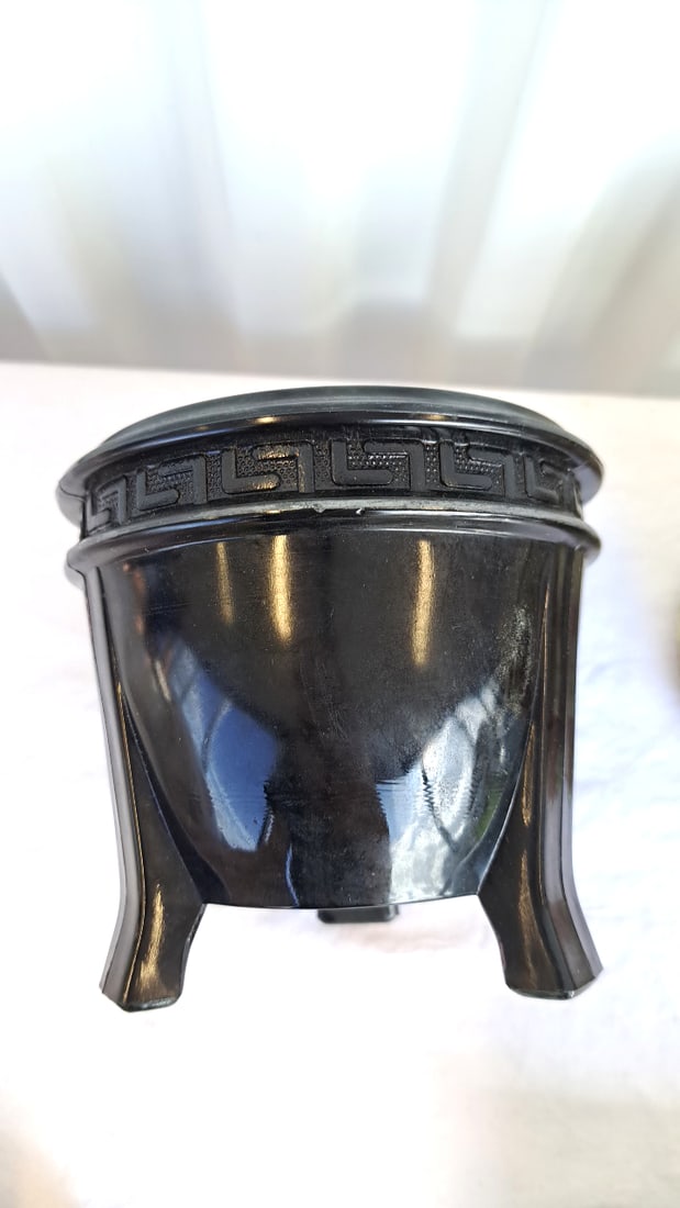 Greek Souvenir Decor Lot: Lidded Ceramic Jar, Metal Eagle Box, Planter, Pitcher & Cup - 12