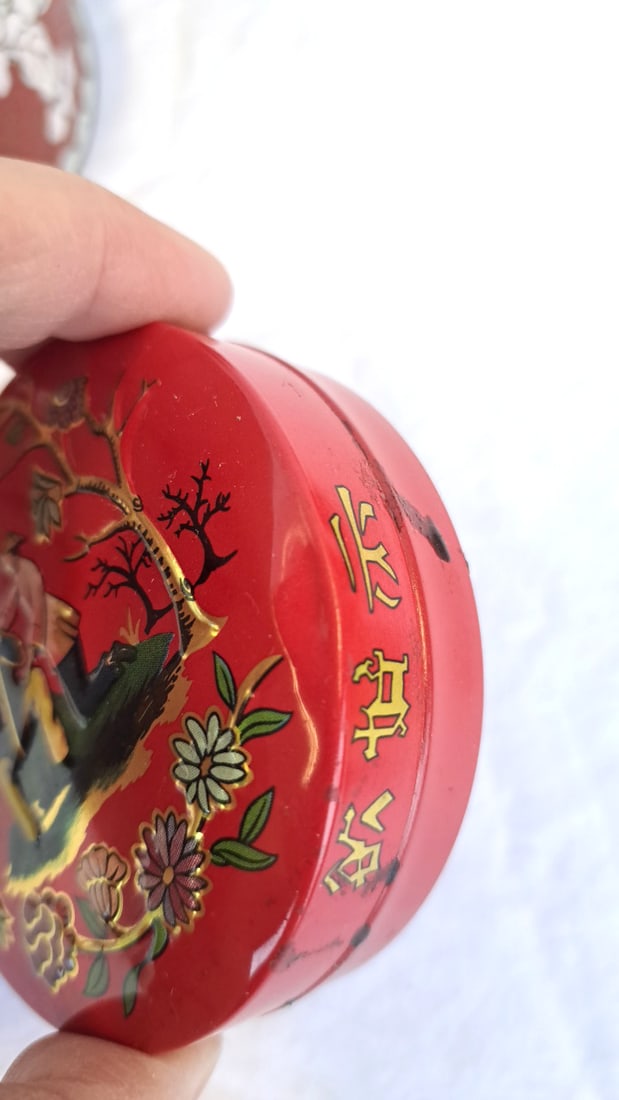 Asian Decorative Lot With Chinese Bowl, Black Tin, Enamel Matchbox Holder Wood Stands - 8