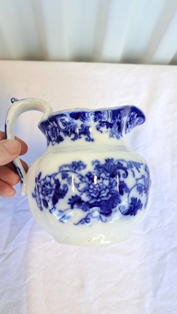 Blue White Porcelain Lot Cauldon England Pitcher, Floral Ginger Jar, Otagiri Deer Mug - 10